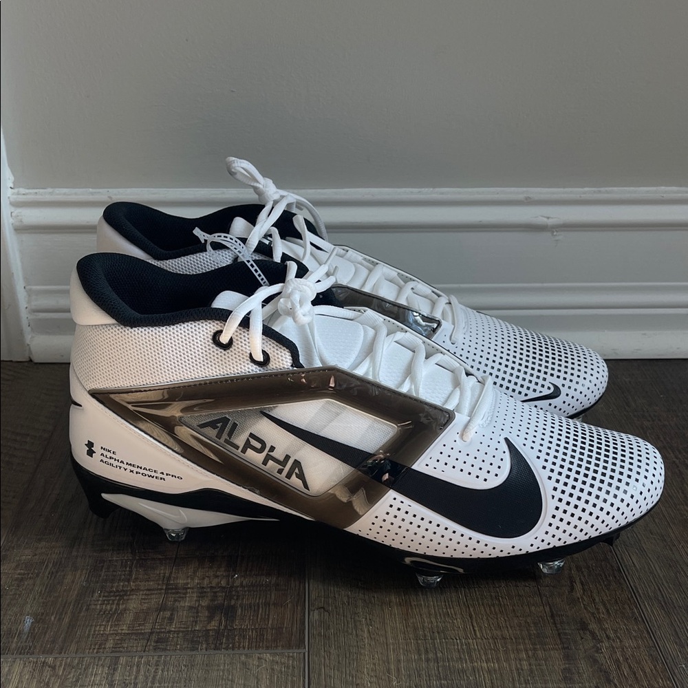 Nike Alpha White and Black Football Cleats